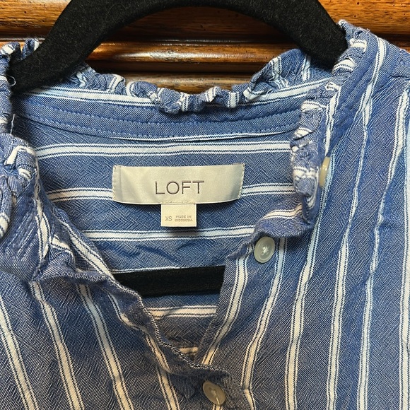 Loft Striped Ruffle Trim Shirt - Picture 3 of 5